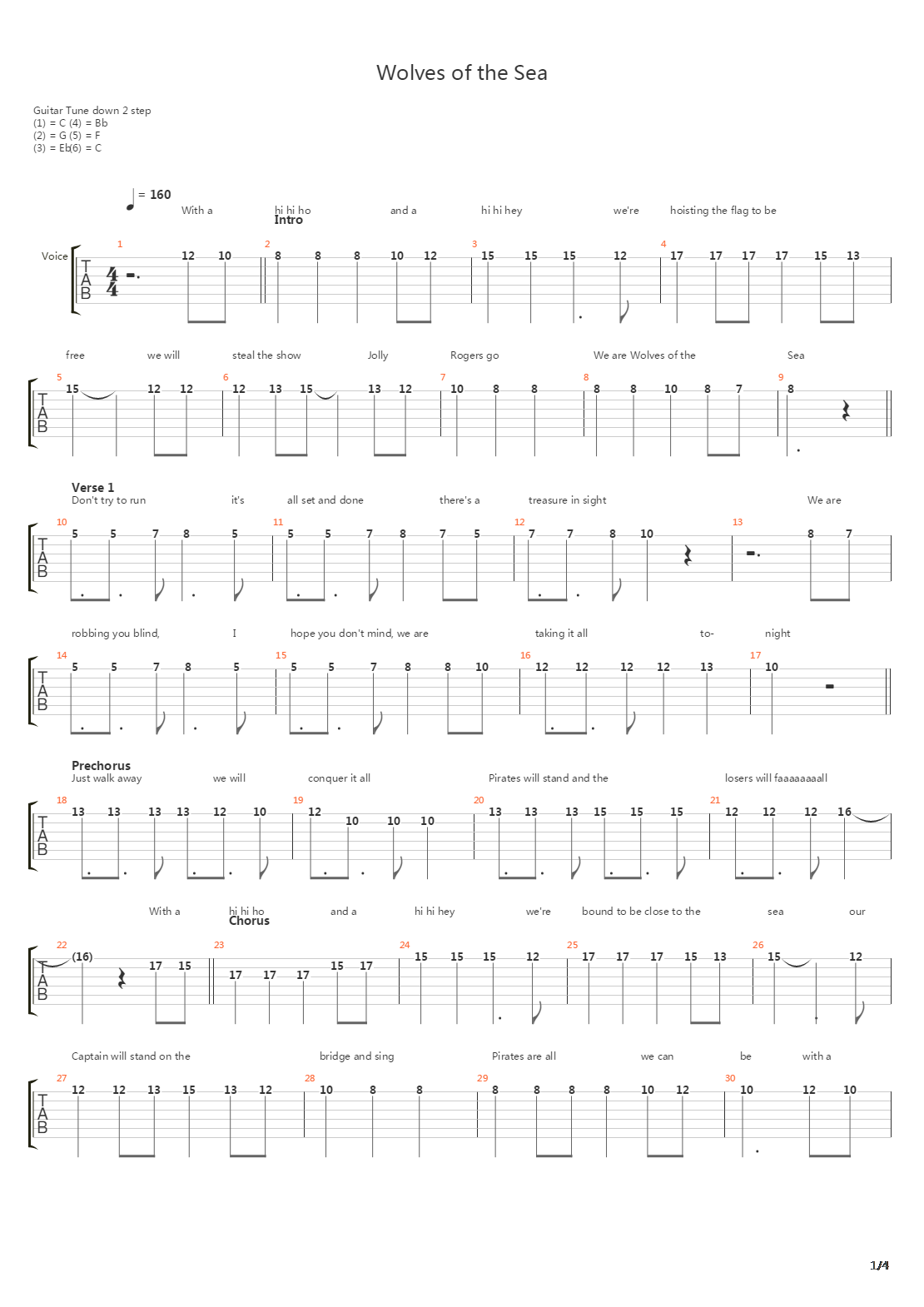 Wolves Of The Sea吉他谱