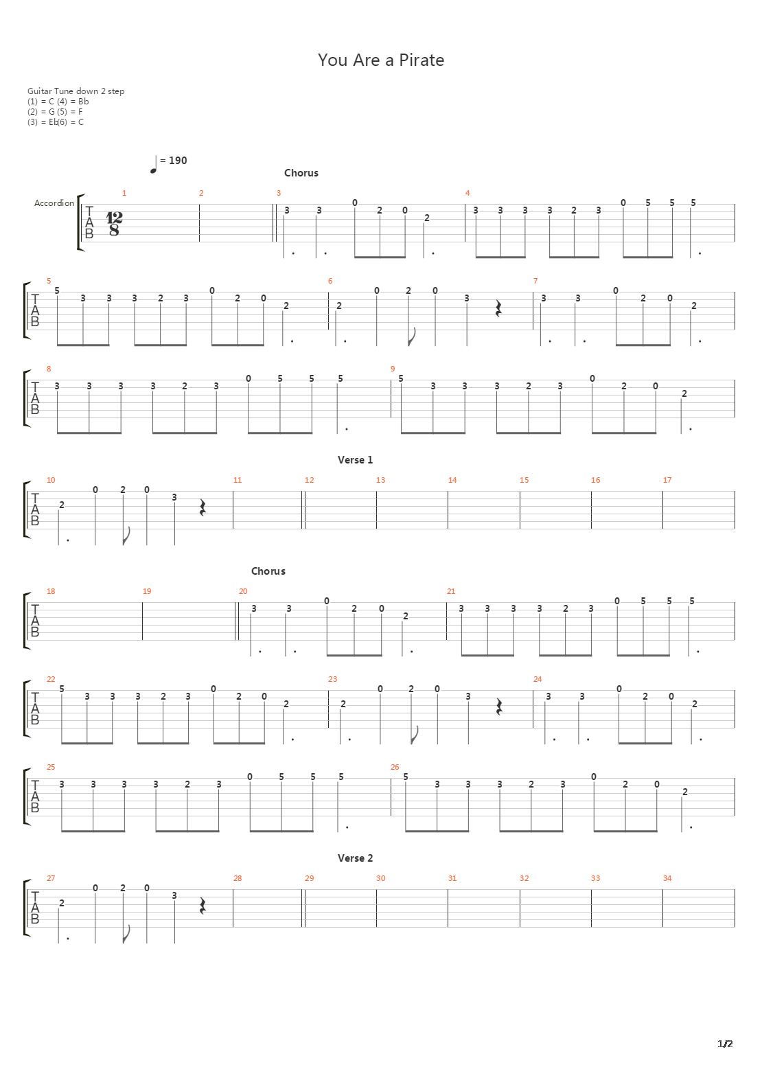 You Are A Pirate吉他谱