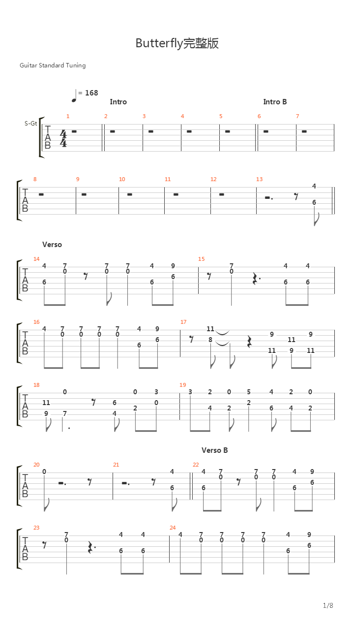 数码宝贝 - Butter Fly吉他谱