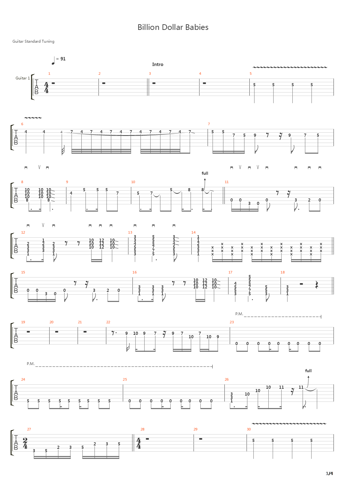 Billion Dollar Babies吉他谱