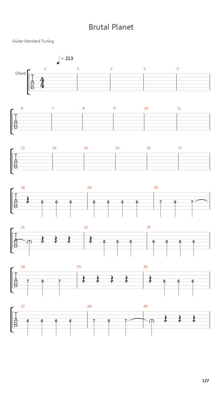Brutal Planet吉他谱