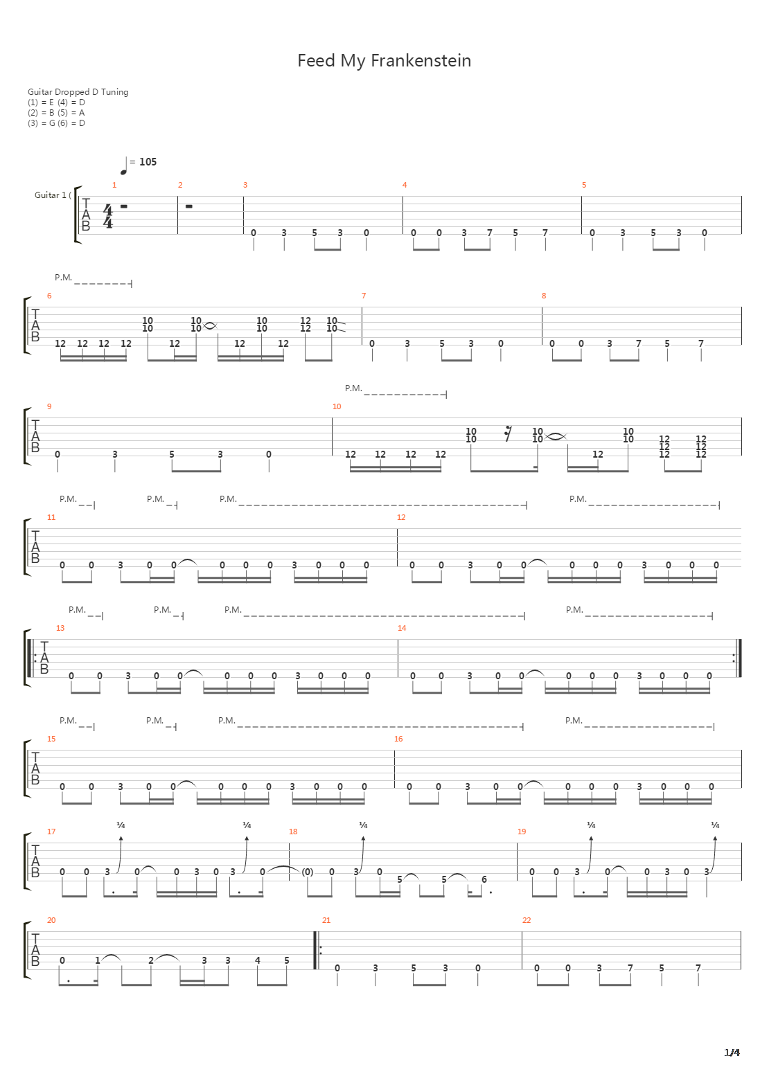 Feed My Frankenstein吉他谱