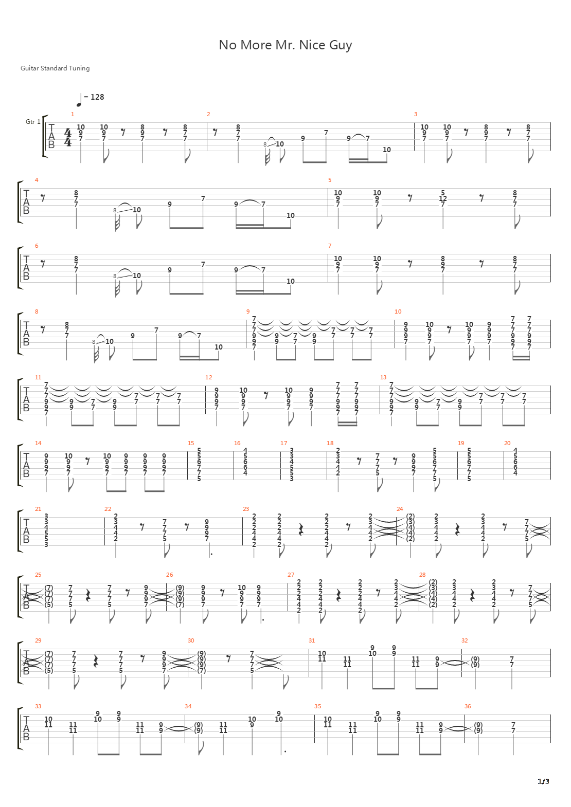 No More Mr Nice Guy吉他谱