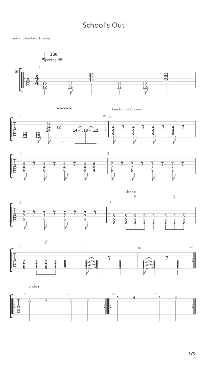 Schools Out吉他谱