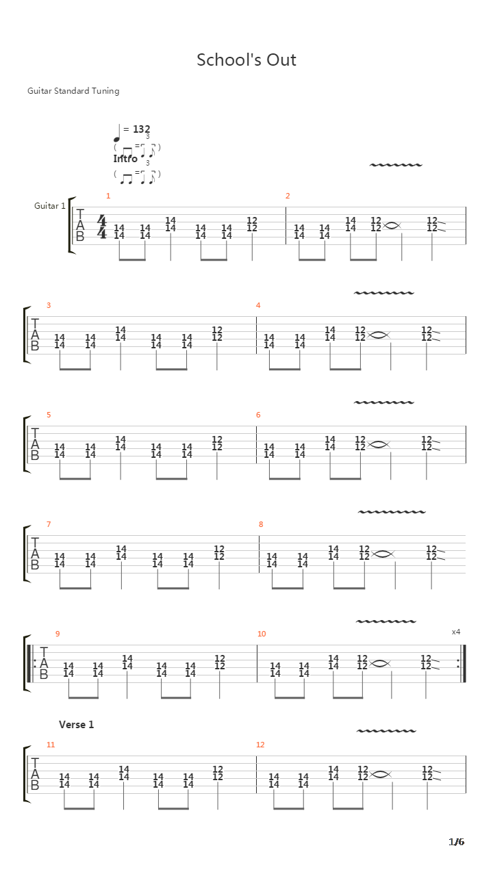 Schools Out吉他谱