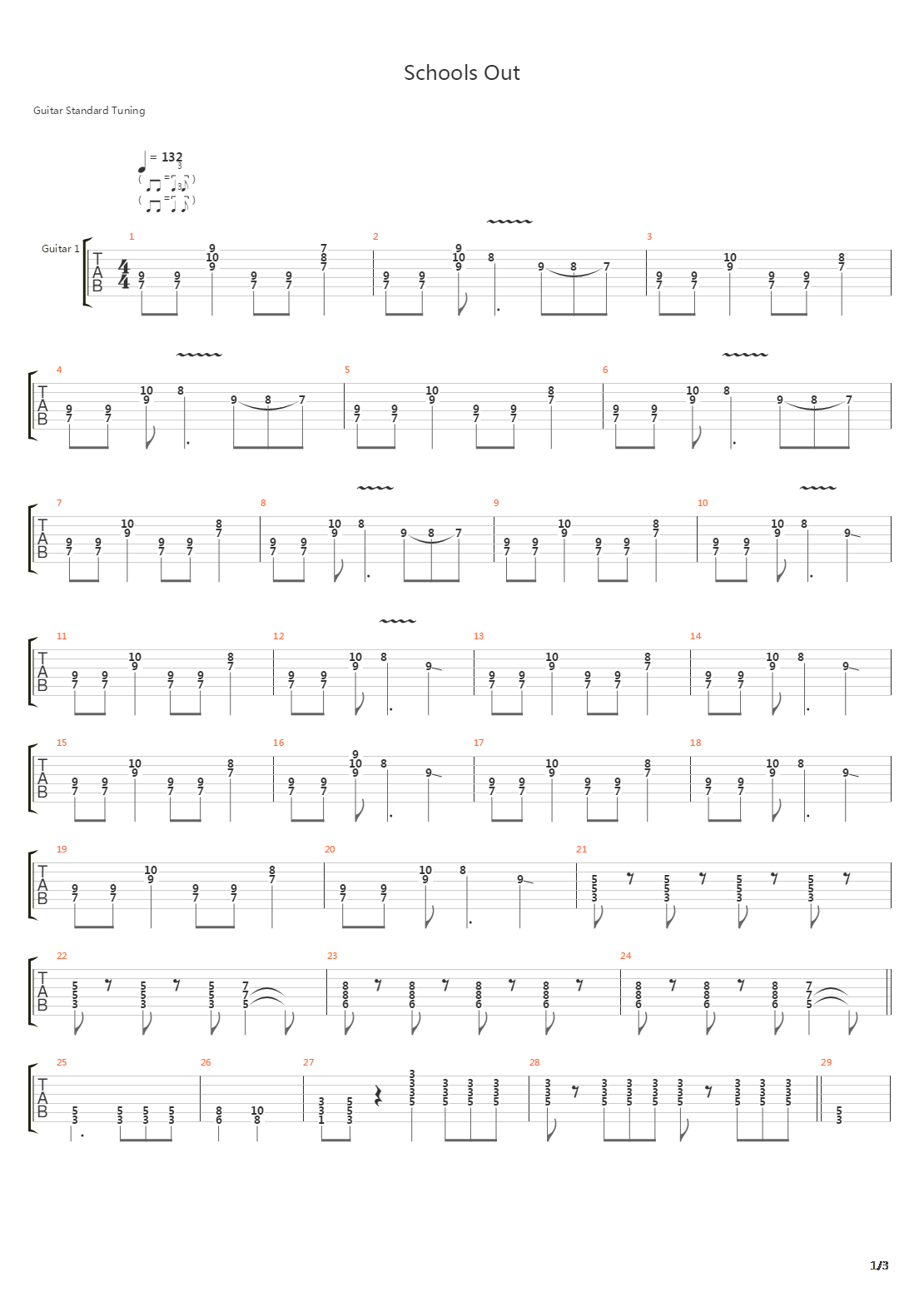 Schools Out吉他谱