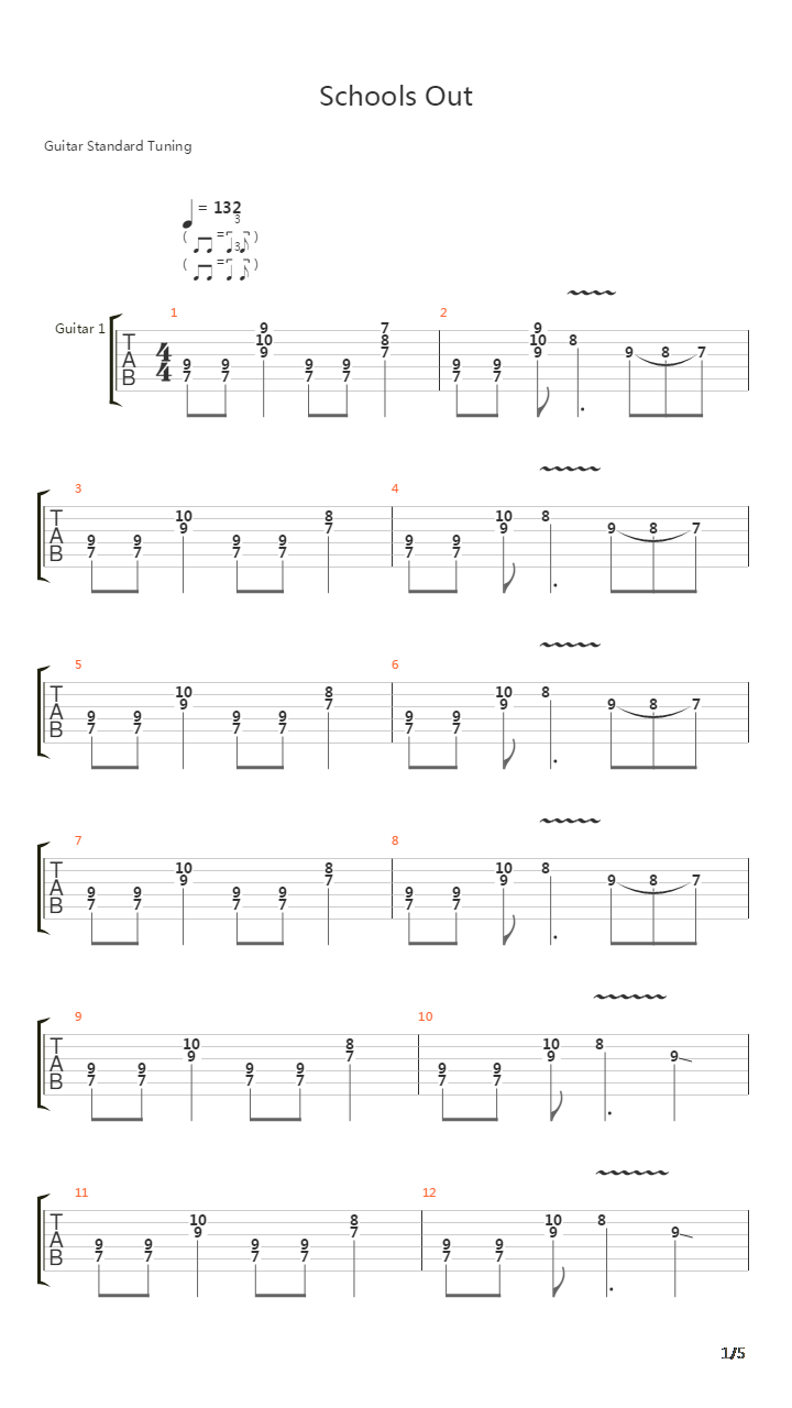 Schools Out吉他谱