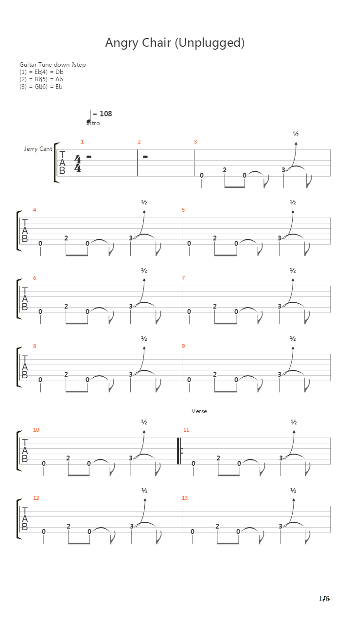 Angry Chair吉他谱