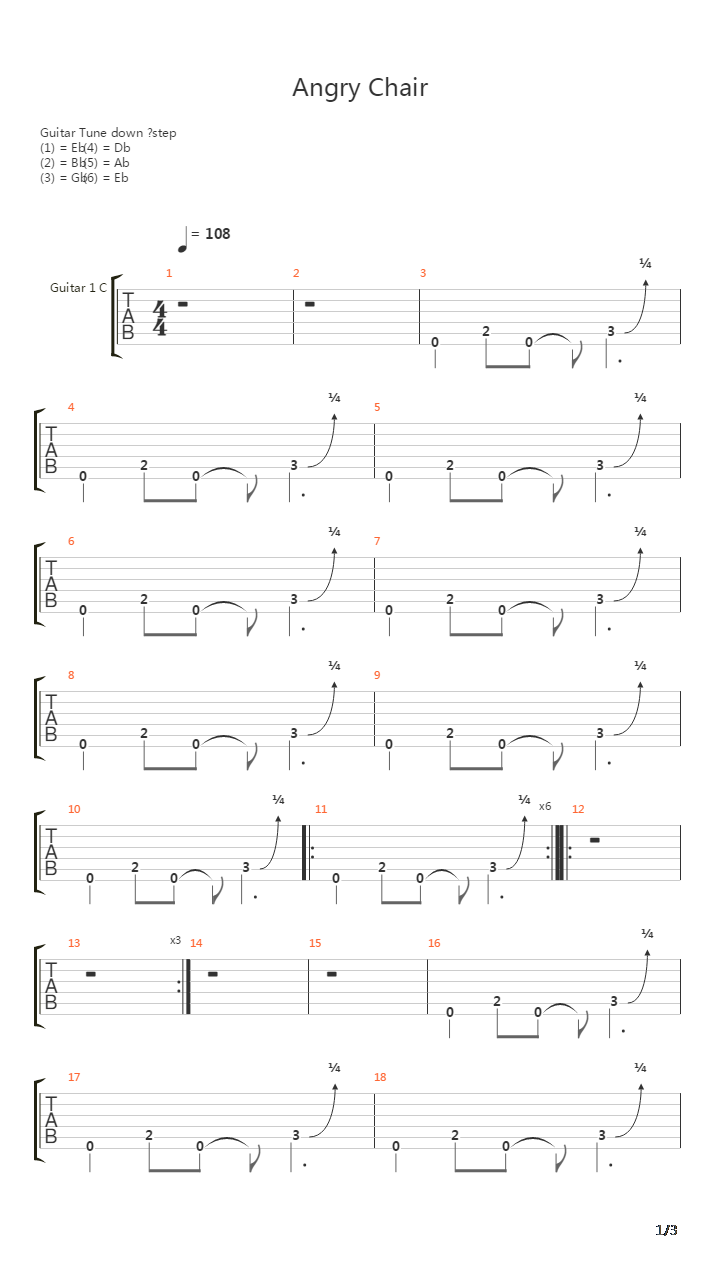 Angry Chair吉他谱