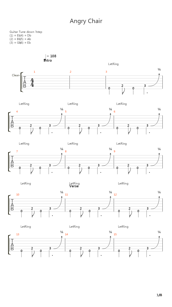 Angry Chair吉他谱