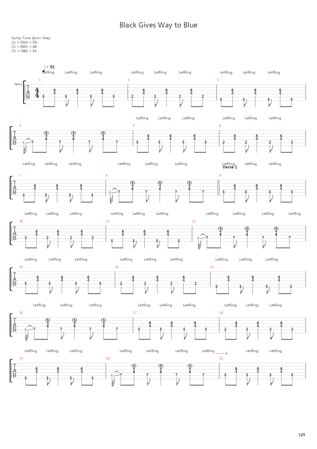 Black Gives Way To Blue吉他谱