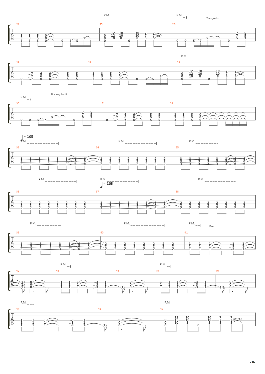 Died吉他谱