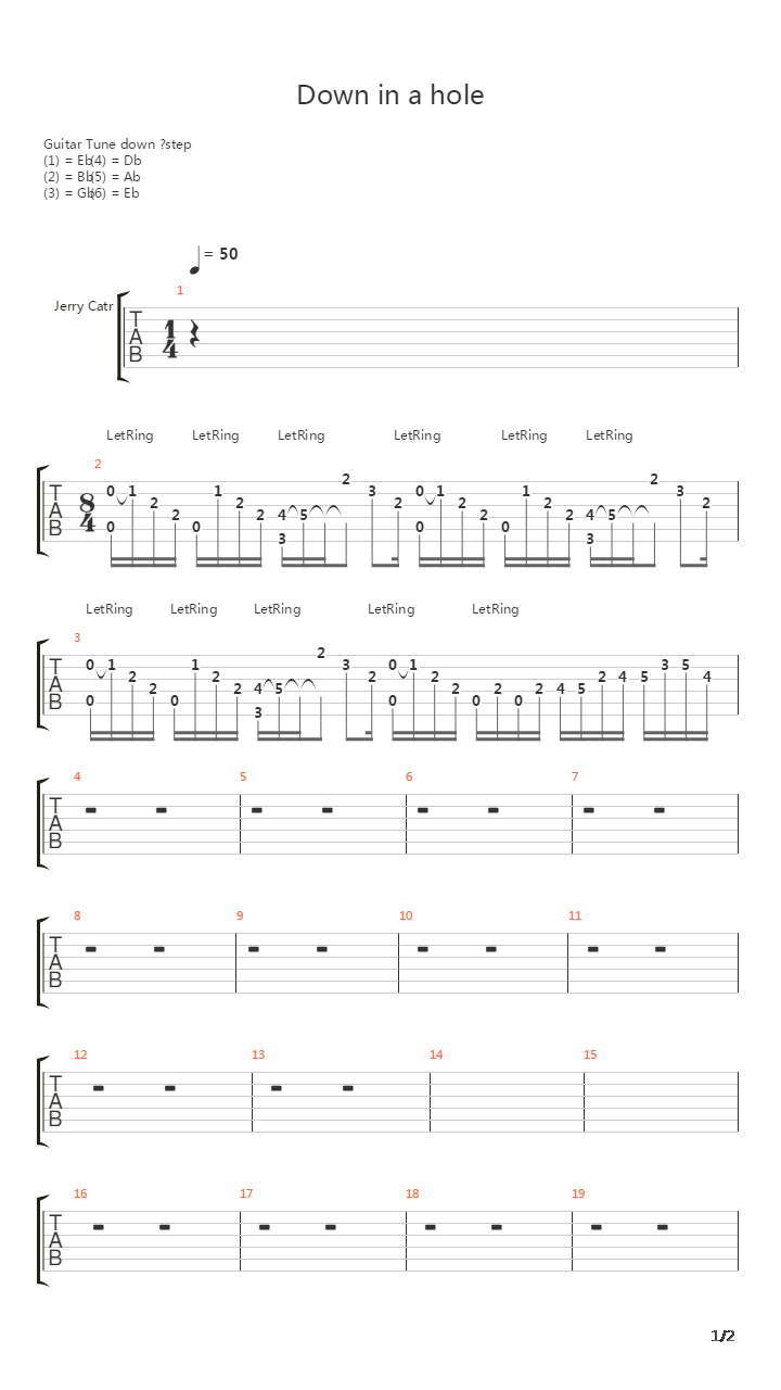 Down In A Hole吉他谱