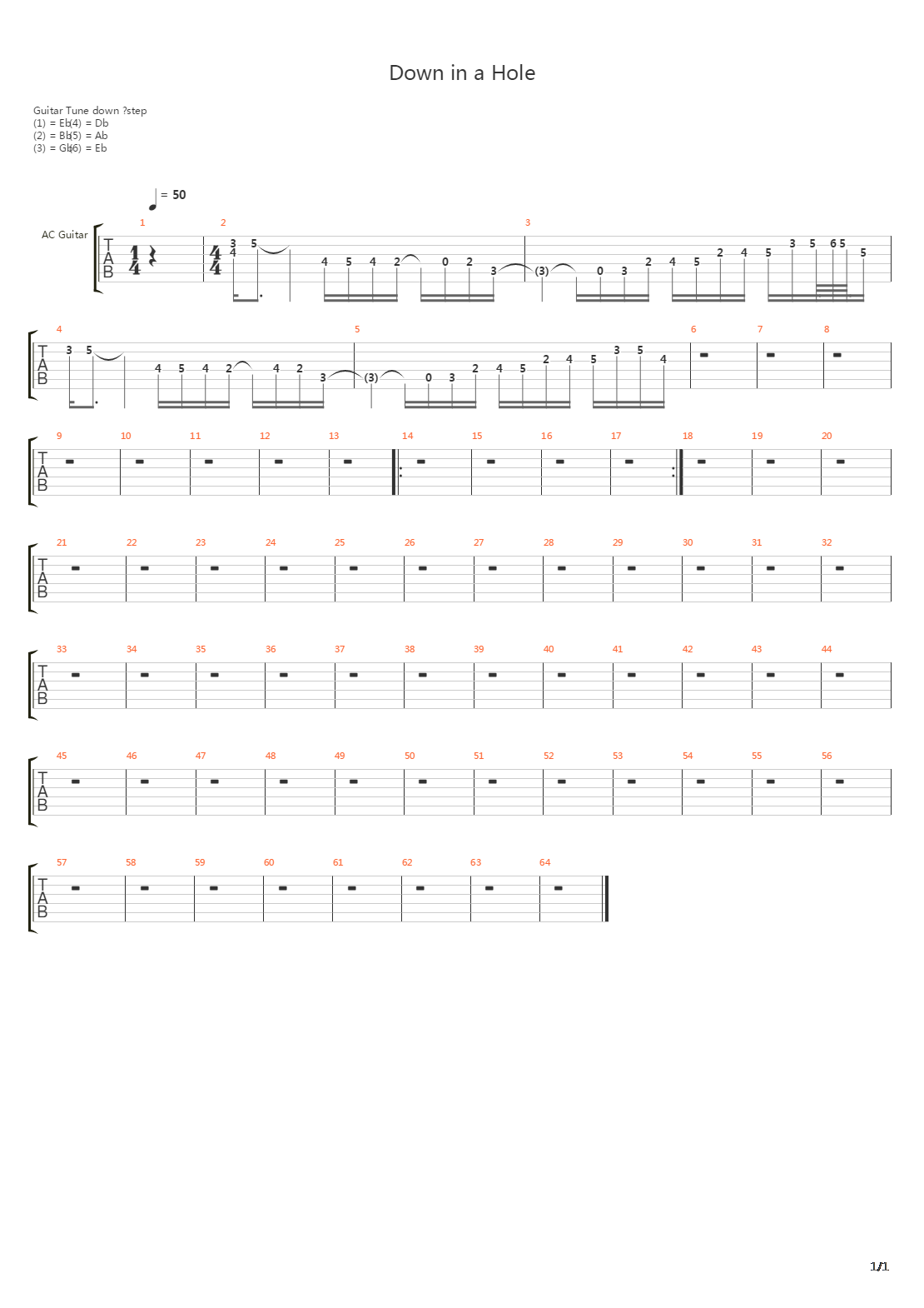 Down In A Hole吉他谱