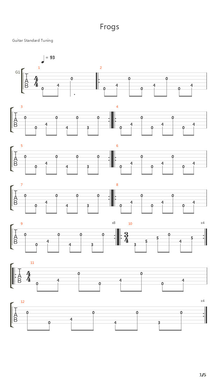 Frogs吉他谱