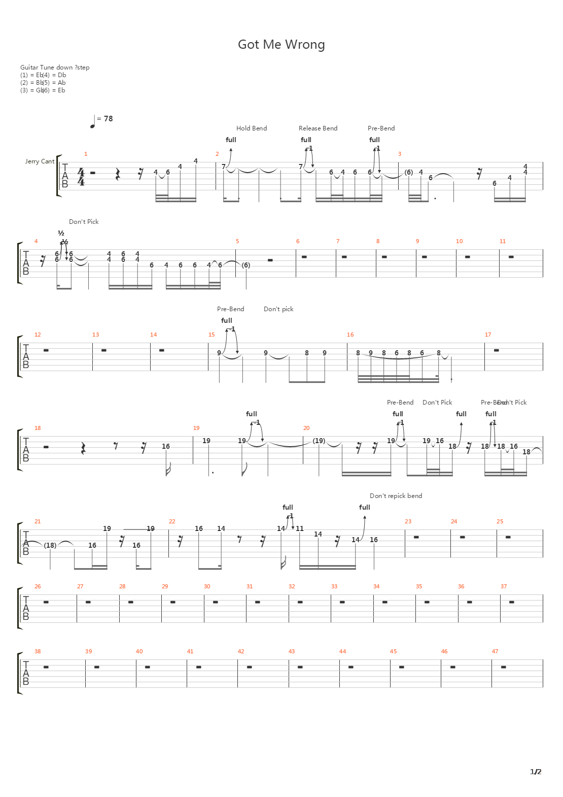 Got Me Wrong吉他谱