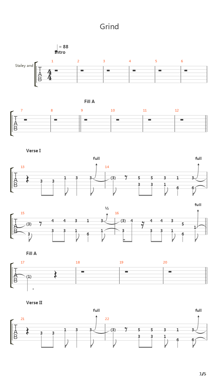 Grind吉他谱