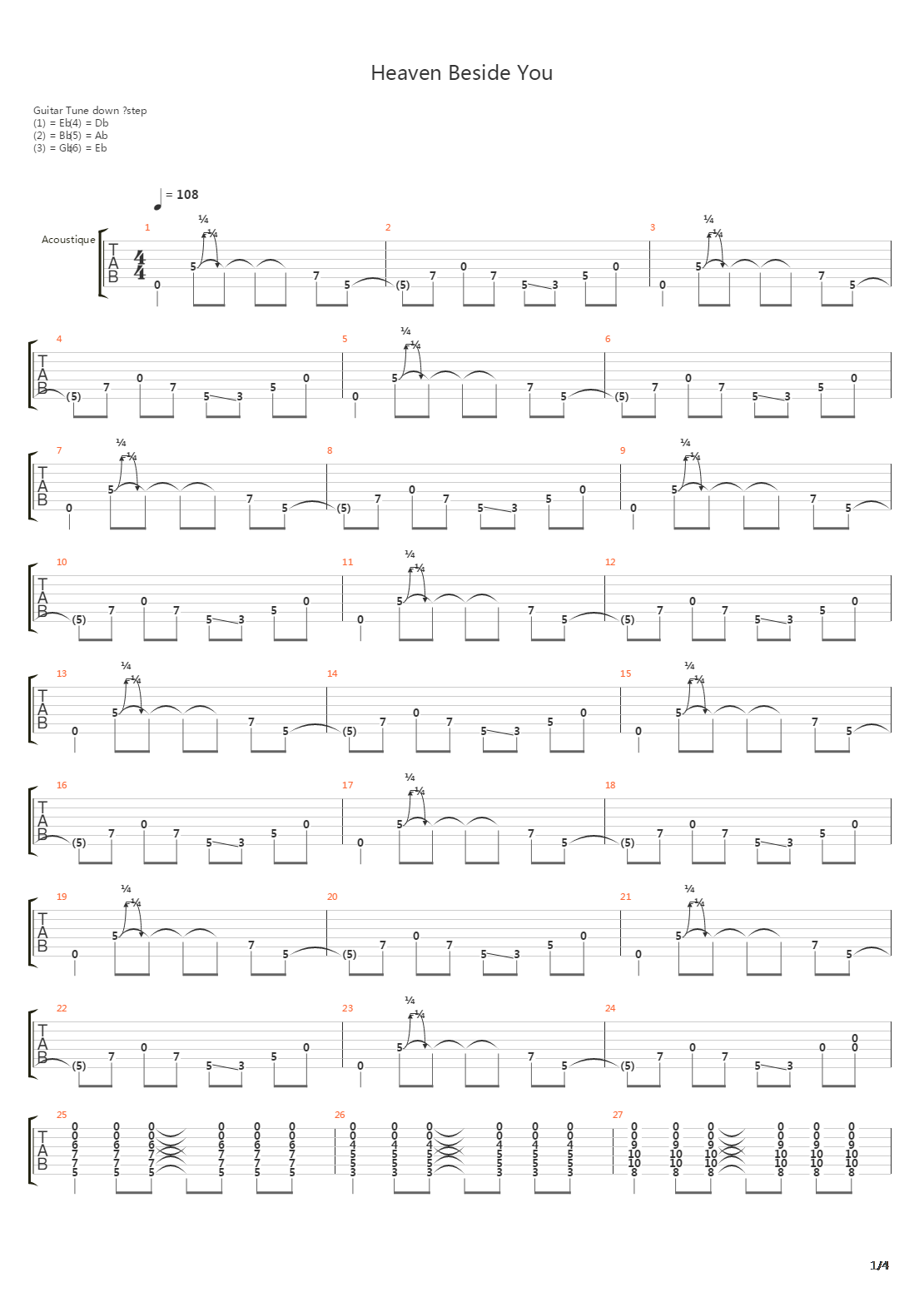 Heaven Beside You吉他谱