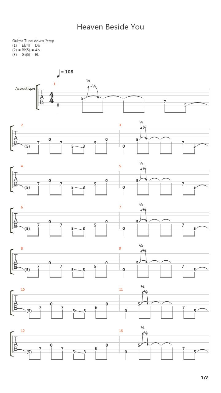 Heaven Beside You吉他谱