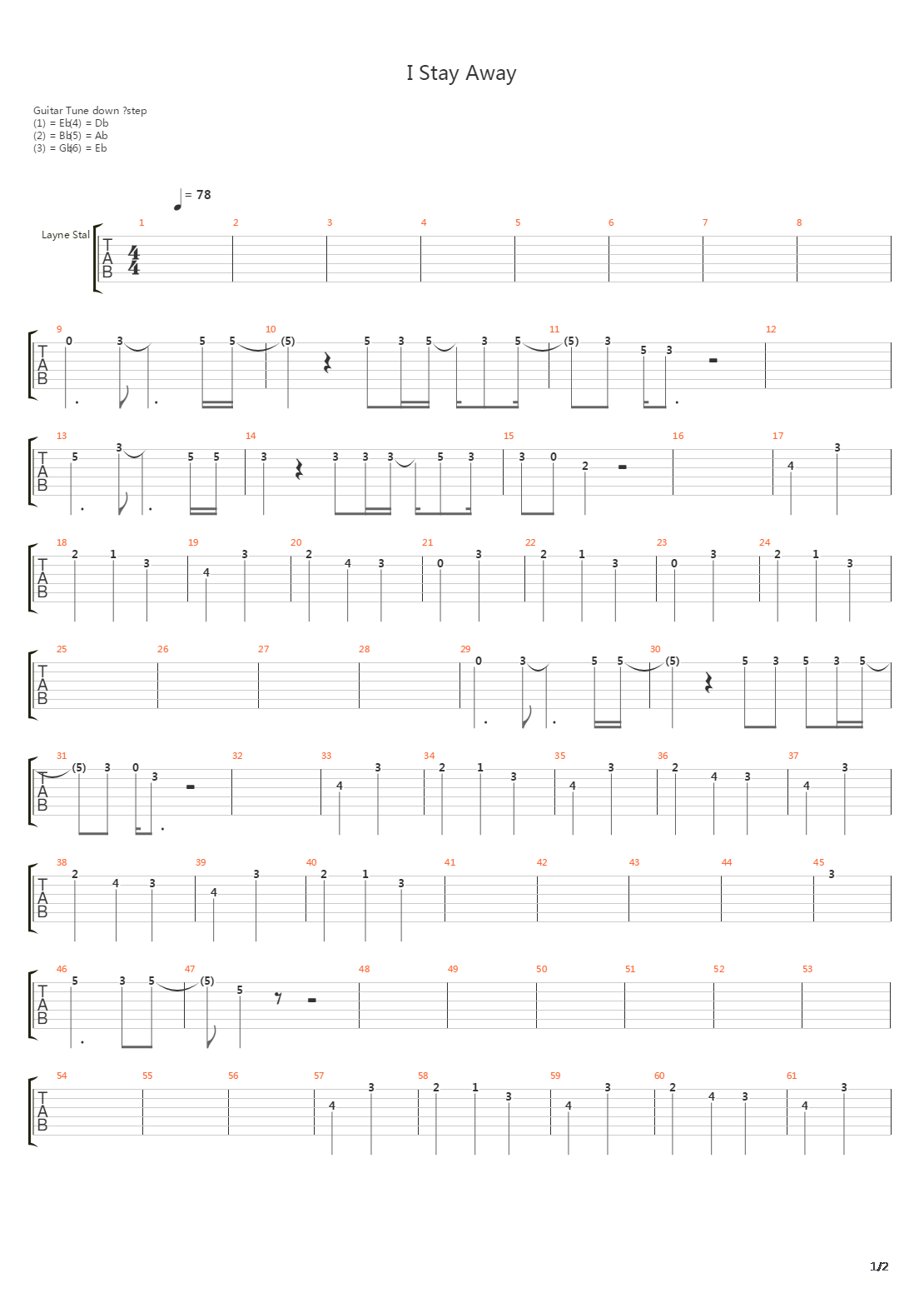 I Stay Away吉他谱