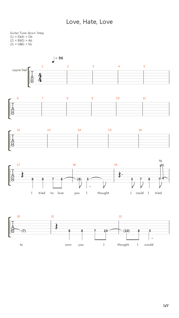 Love Hate Love吉他谱