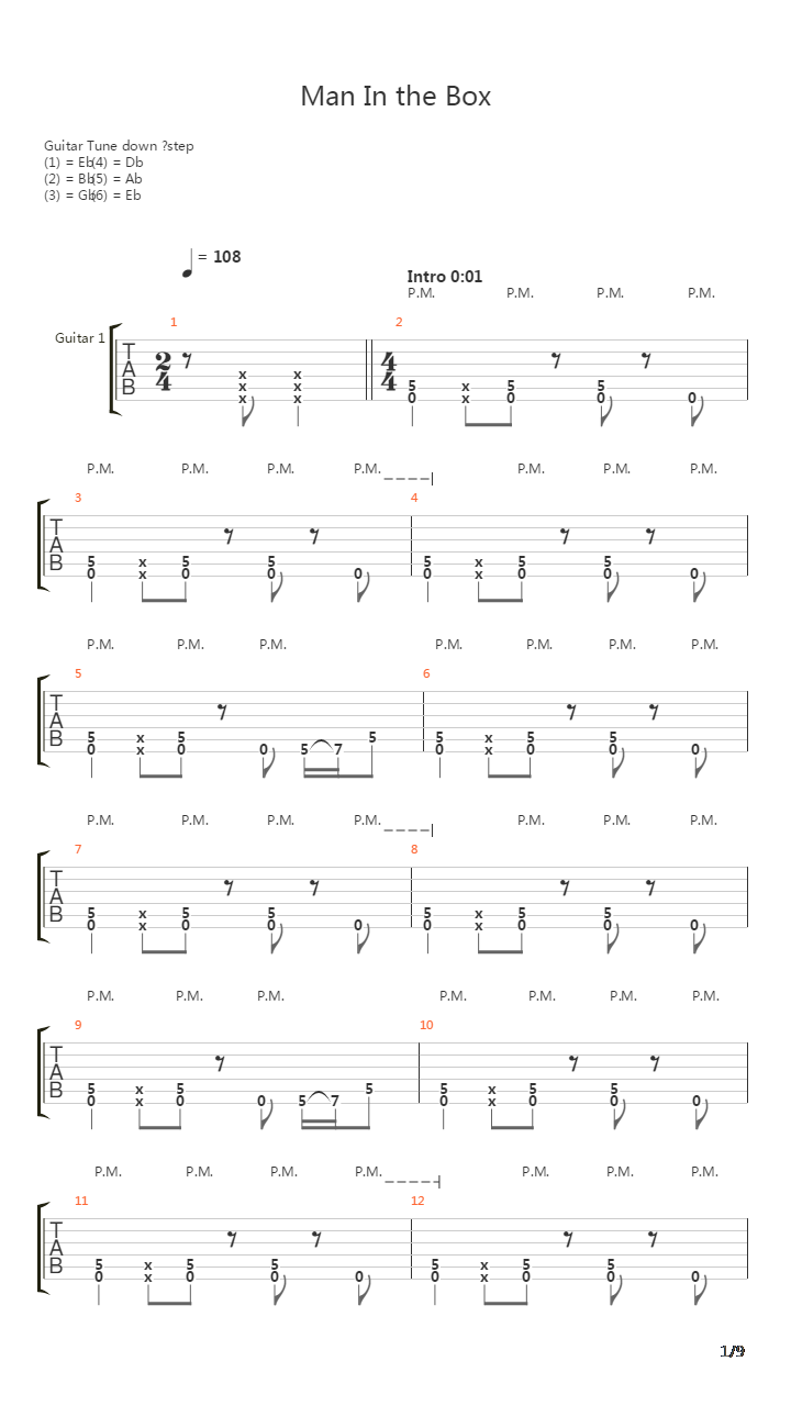Man In The Box吉他谱