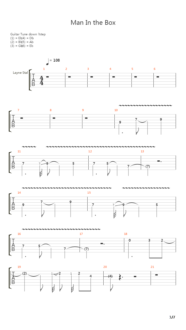 Man In The Box吉他谱