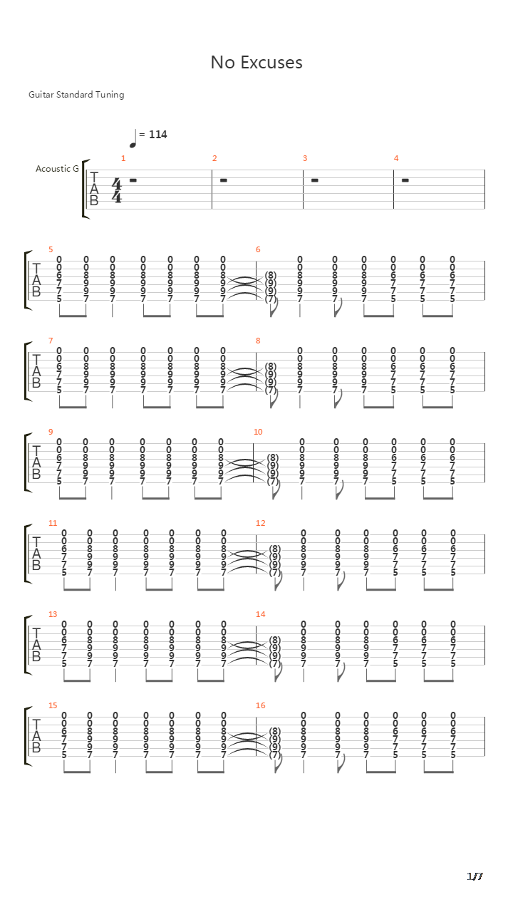 No Excuses吉他谱