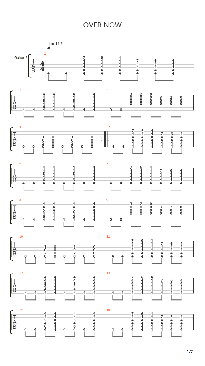 Over Now吉他谱