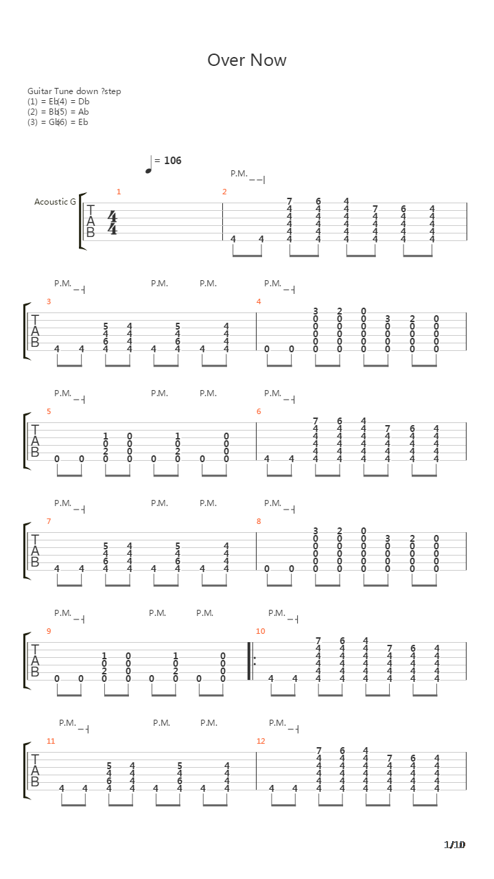 Over Now吉他谱