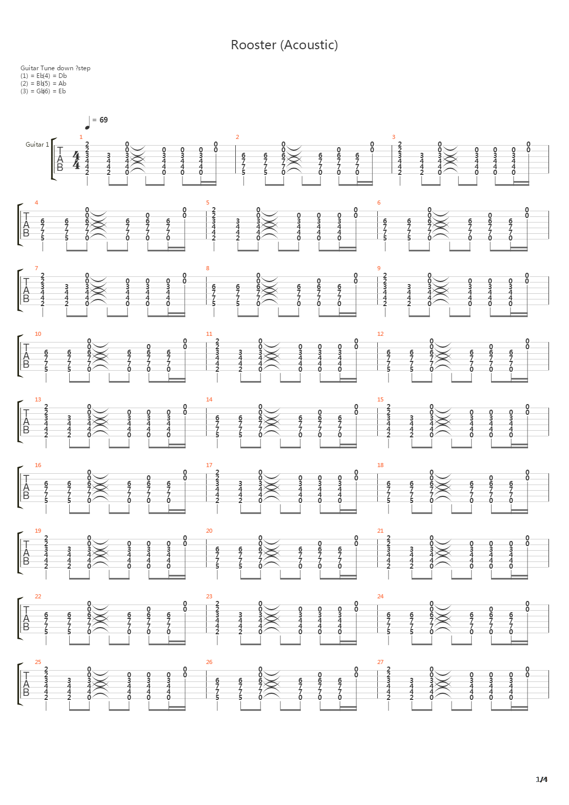 Rooster吉他谱