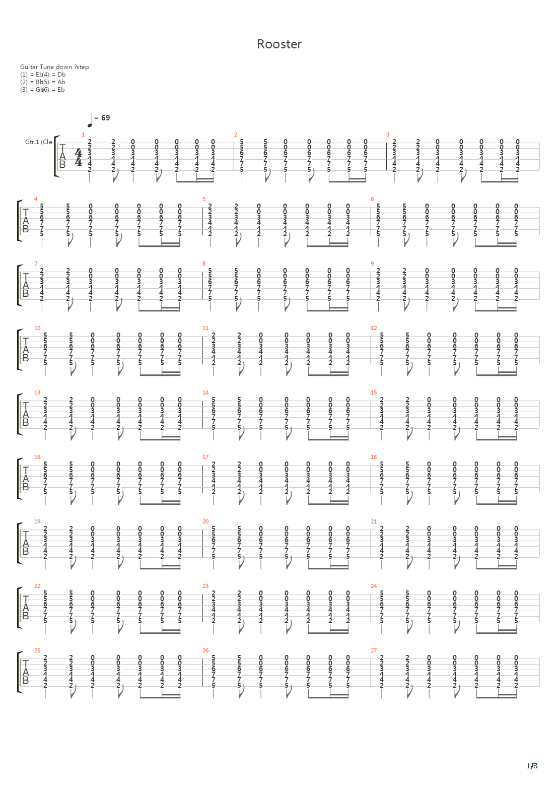 Rooster吉他谱
