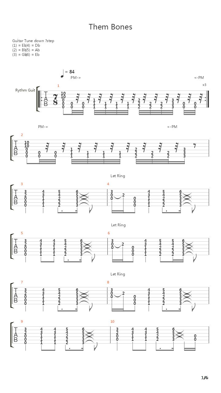 Them Bones吉他谱