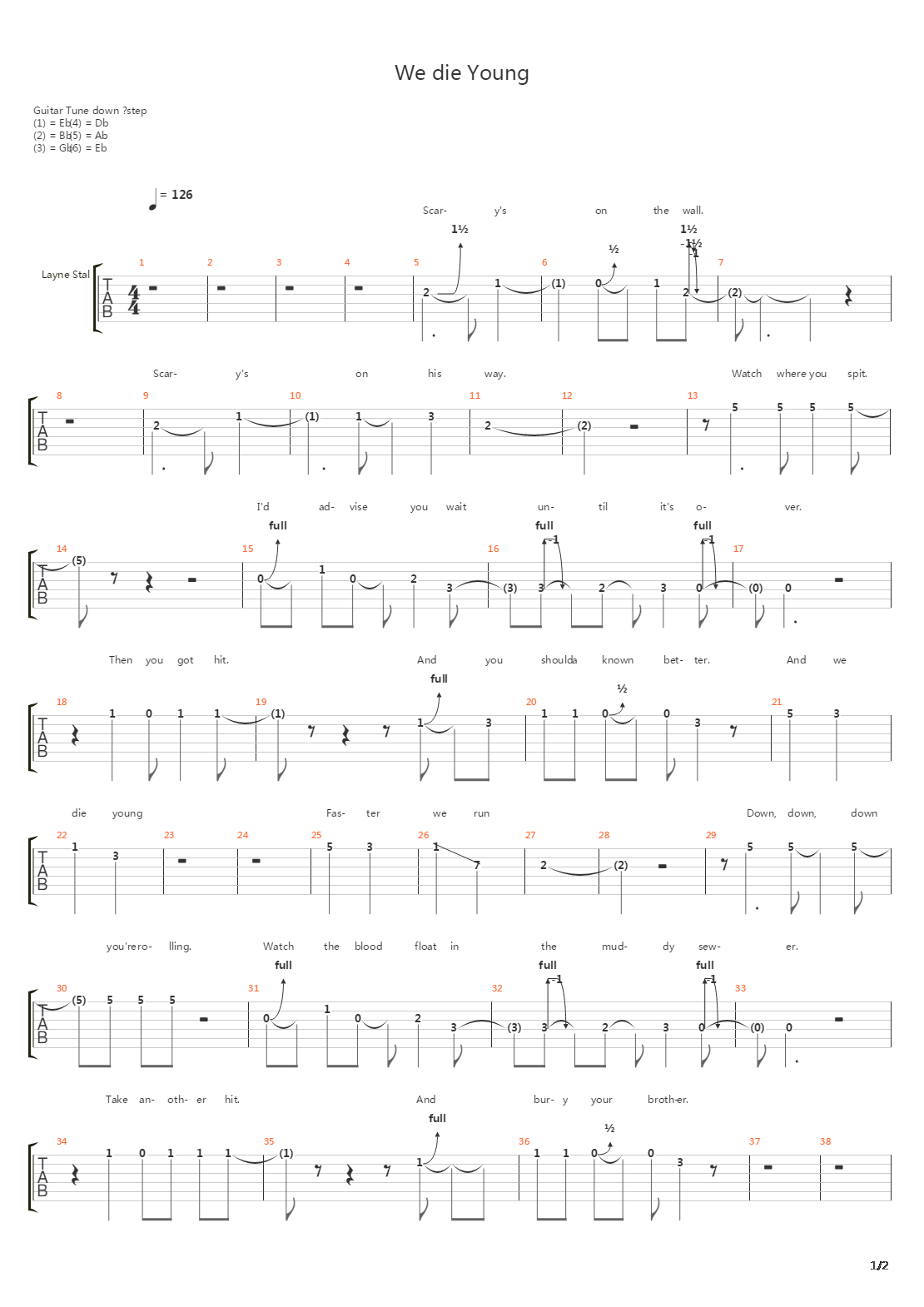 We Die Young吉他谱