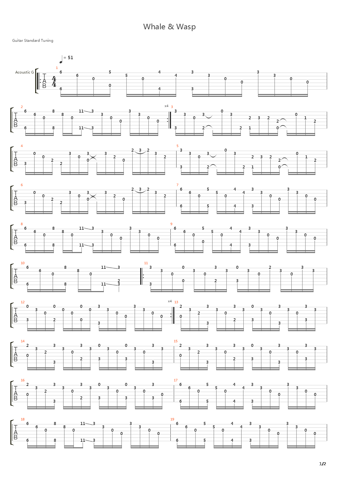 Whale And Wasp吉他谱