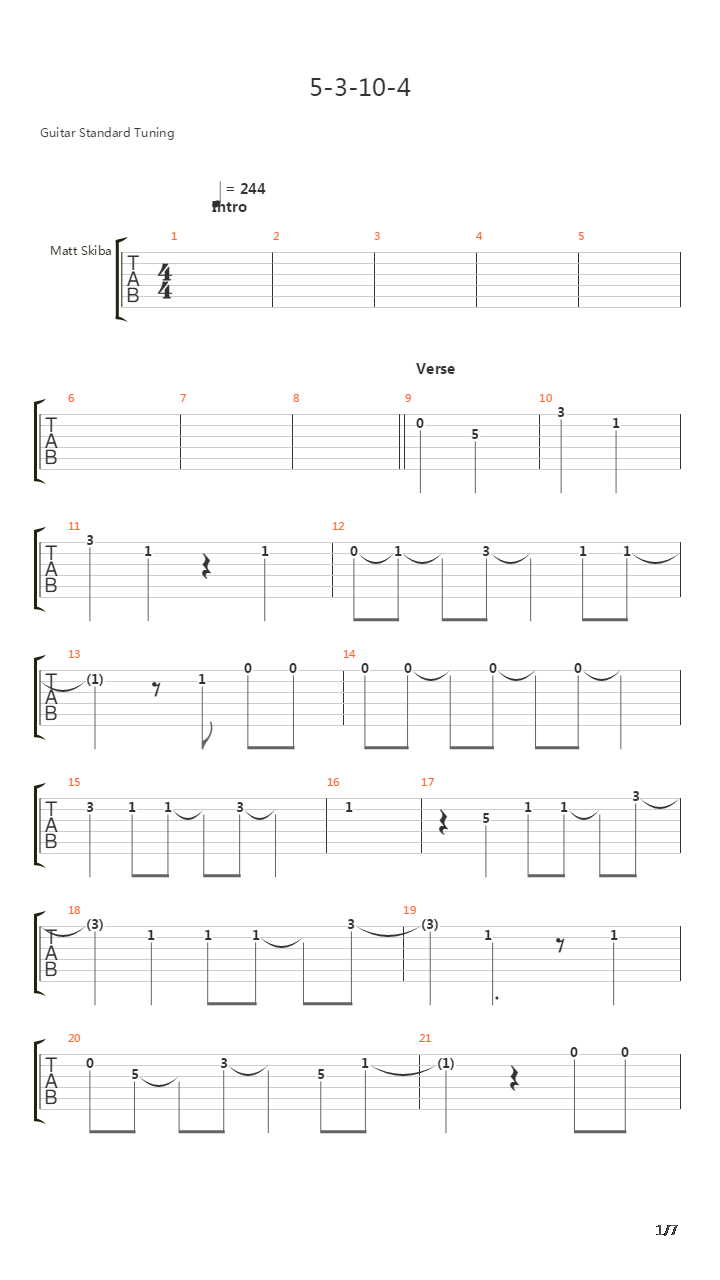 5-3-10-4吉他谱