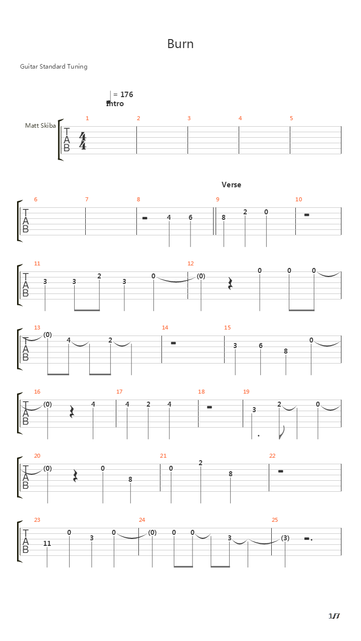Burn吉他谱
