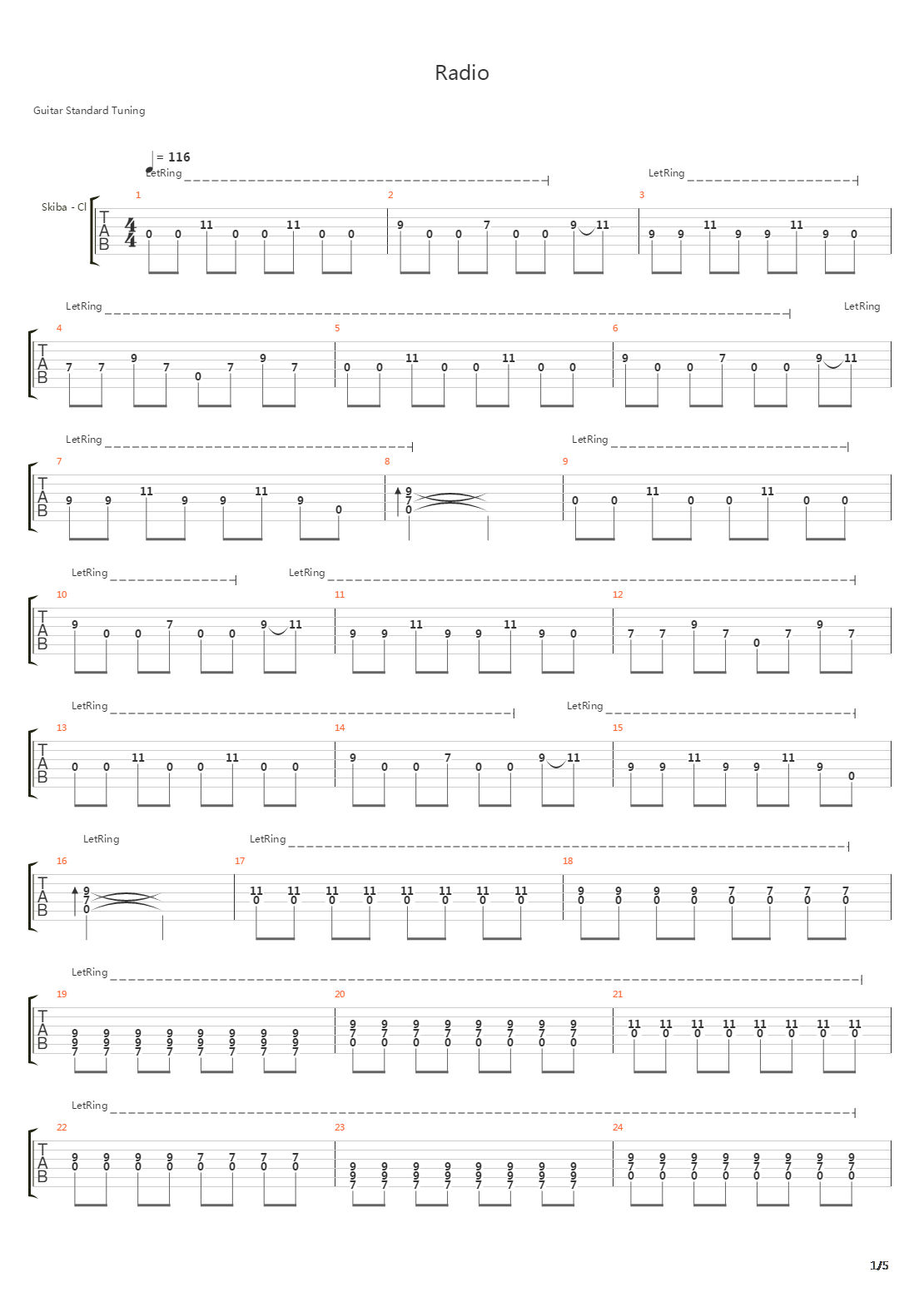 Radio吉他谱