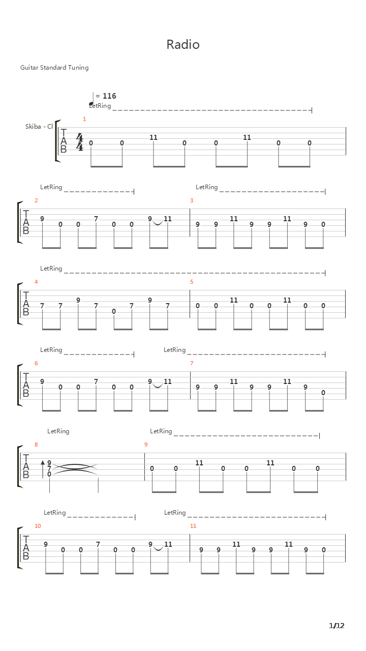 Radio吉他谱