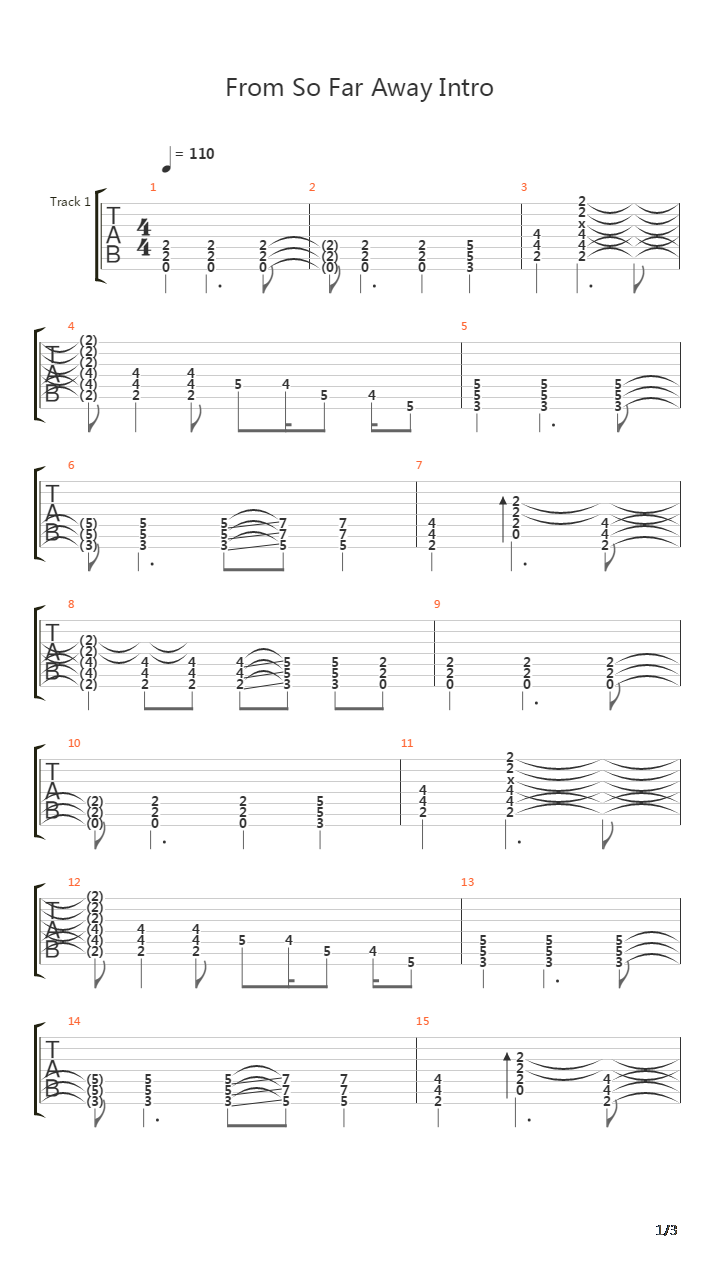 From So Far Away吉他谱