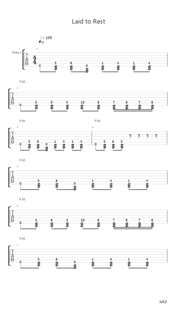 Laid To Rest吉他谱