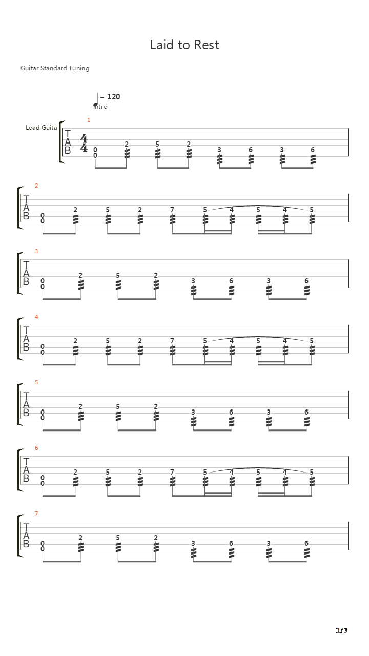 Laid To Rest吉他谱