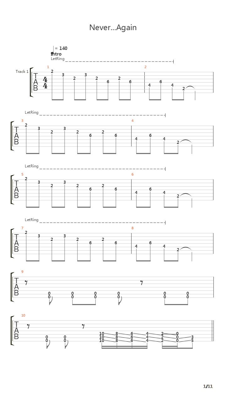 Never Again吉他谱
