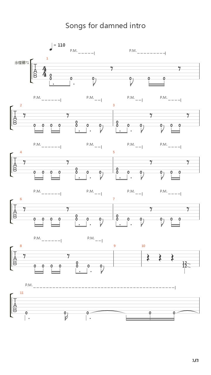 Songs For The Damned吉他谱