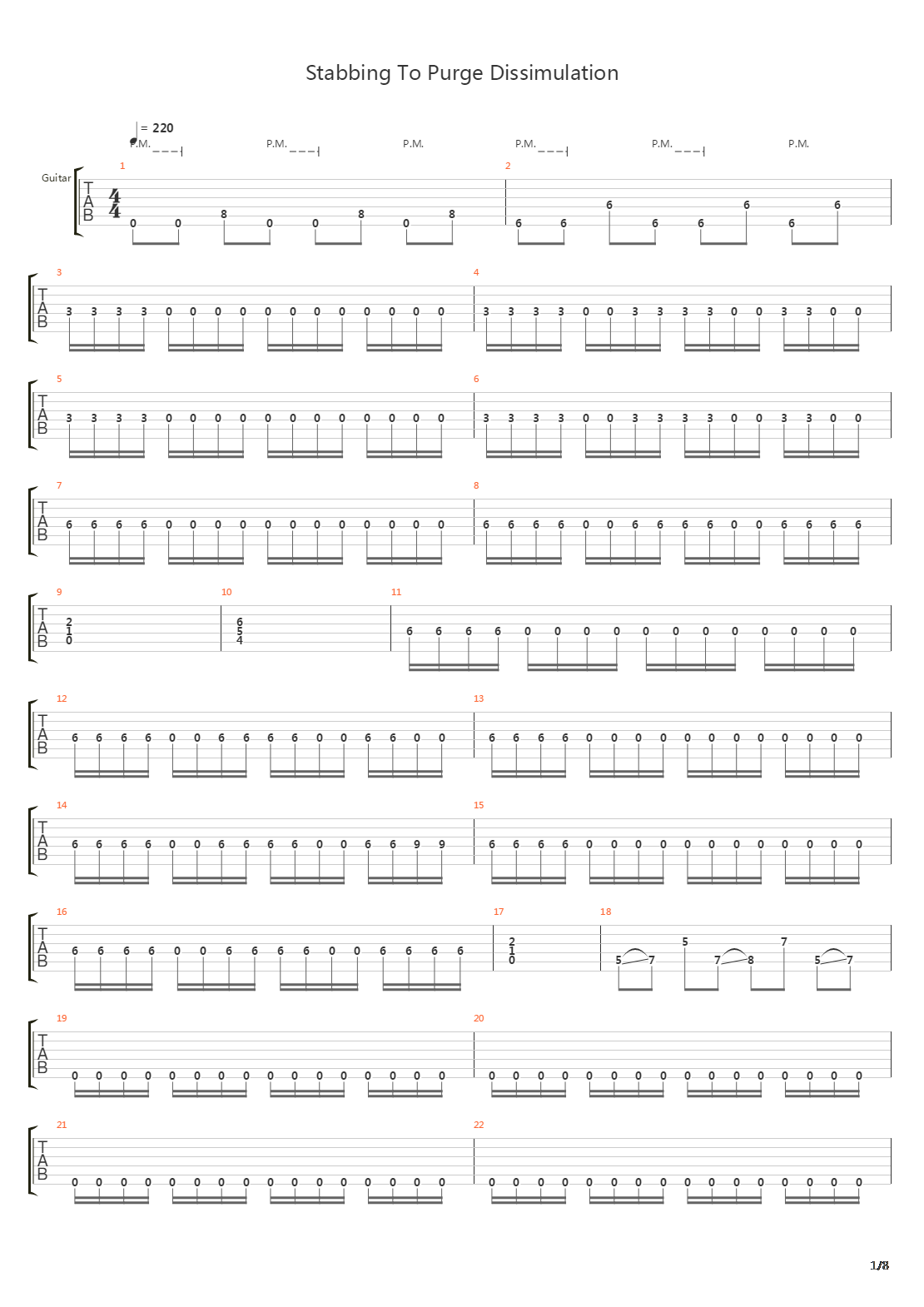 Stabbing To Purge Dissimulation吉他谱