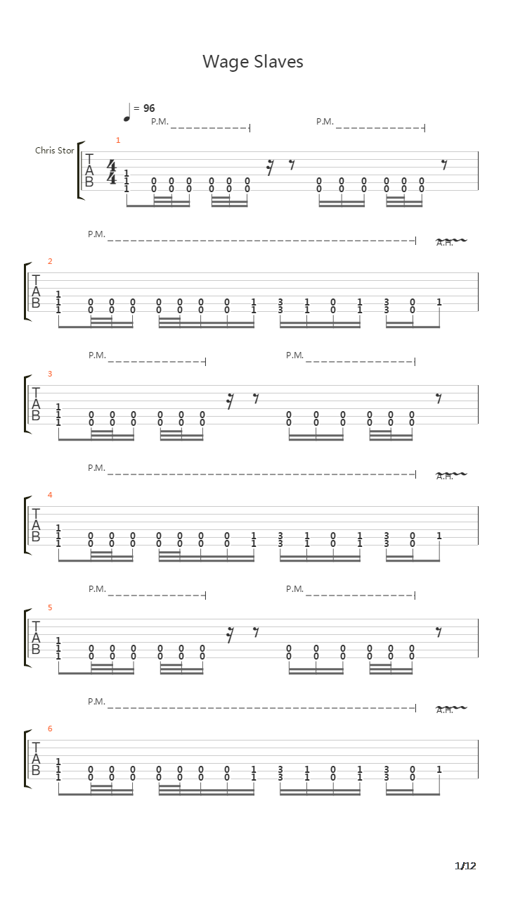 Wage Slaves吉他谱