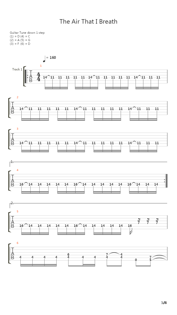 Air That I Breath吉他谱