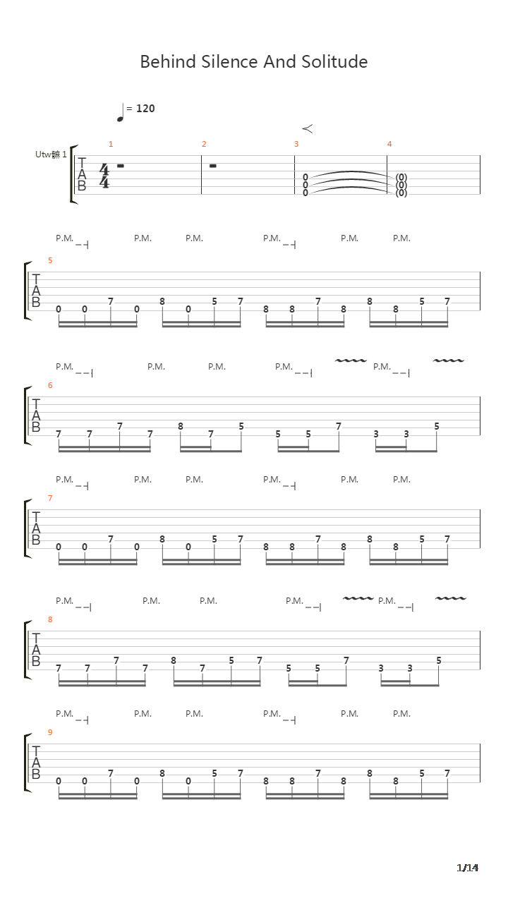 Behind Silence And Solitude吉他谱