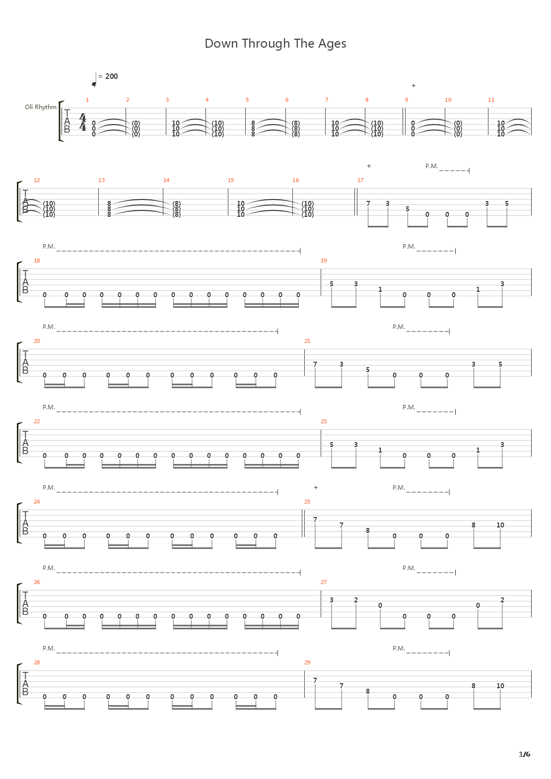 Down Through The Ages吉他谱