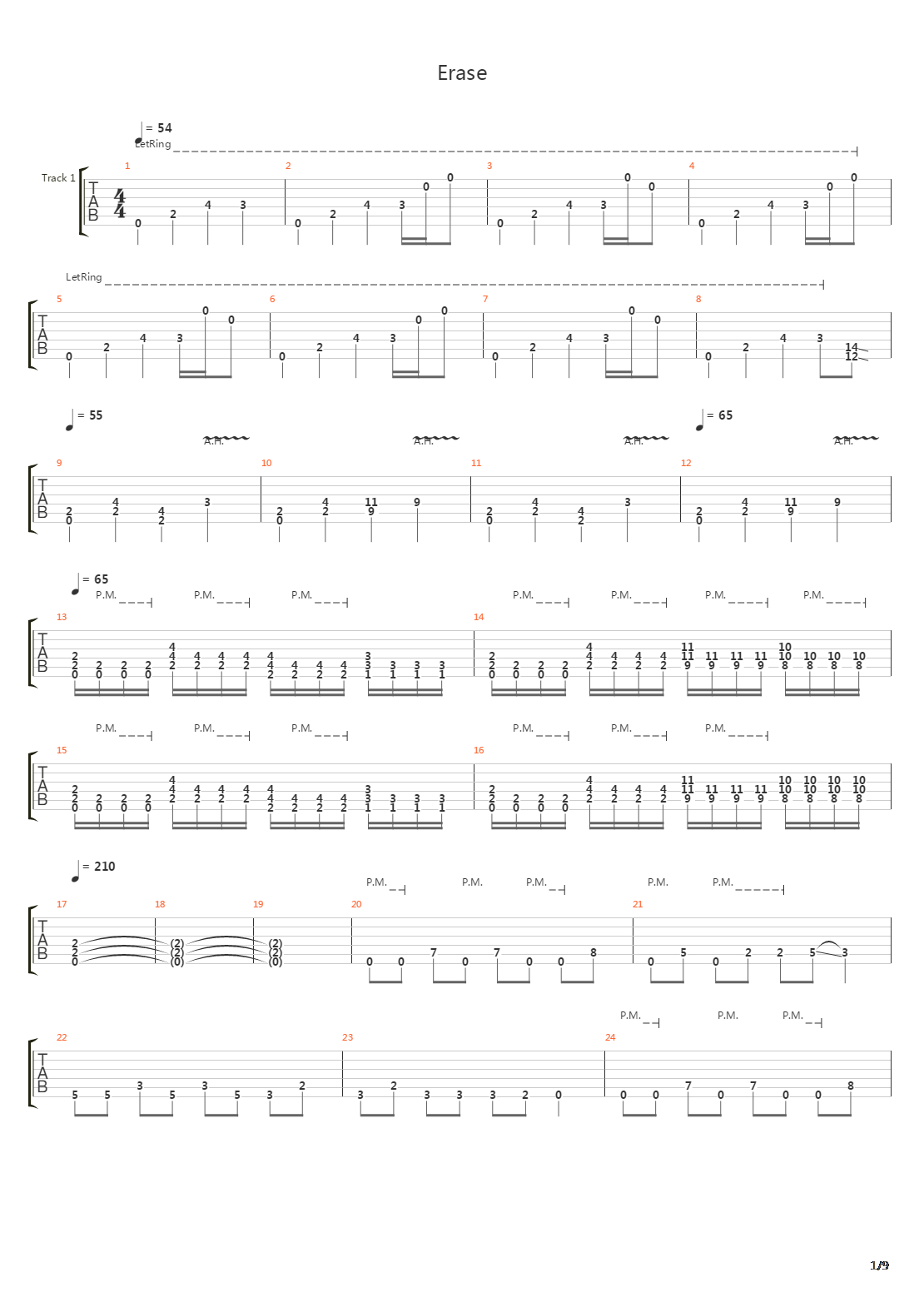 Erase吉他谱